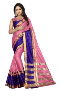 Ropa étnica Diseño propio Moda Algodón Seda Saree (BeigeRed) Étnico - Product Image 3
