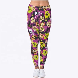 Leggings Deportivos de Cintura Alta para Mujer, Estampado de Fantasma de Halloween, Secado Rápido, Transpirables, Personalizados con Transferencia de Calor - Product Image 1