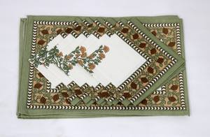 Latest 2021 Top Selling Wholesale Mate Set Hand Block Printed Floral Print Place <b>Mats</b> with Match Napkin for Home Decor - Product Image 4