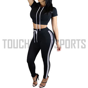 Women's Custom Organic Cotton <b>Maternity</b> <b>Jogger</b> Pants Sweatshirt Lightweight Windproof 2-Piece Hoodie Track Suit Crop Top - Product Image 1