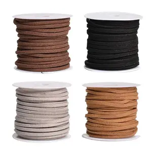定制真皮绒面革牛皮扁平皮绳绒面革皮革绳，用于工艺品和其他用途