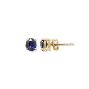 Precious Natural Blue <b>Sapphire</b> Gemstone 9k Solid Yellow <b>Gold</b> Handmade Women Stud <b>Earrings</b> Jewelry for Wholesale - Product Image 3