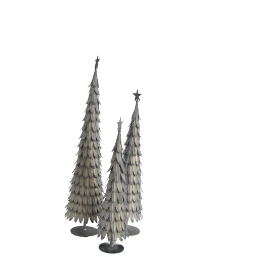 Logam Abu-abu Berdiri Di Atas Meja Pohon Natal Kualitas Tinggi Logam Dekorasi Natal Menggunakan Pohon