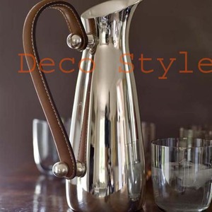 เหยือกอลูมิเนียมชุบเงินพร้อมหูจับหนัง - Product Image 1