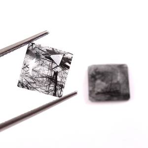 Cuarzo Natural turmalinado Rosa tallado, piedras preciosas cuadradas, sueltas, facetadas, calibradas, tamaño 8x8mm, para fabricación de joyas, precio al por mayor - Product Image 1