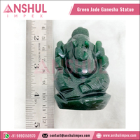 Statue de Ganesha en jade vert naturel sculpté décoratif, Art religieux bouddhiste, Objet de collection, Inde, Prix de gros, Anshul Impex