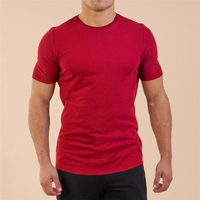 Vente en gros 100% coton hommes T-Shirt unisexe Logo personnalisé broderie décontracté teint en noir rouge bleu corps surdimensionné mince tricoté