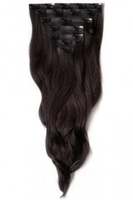 Ekstensi Rambut Remy India CLIP-ON Berkualitas Tinggi, Single Donor, Double Weft, Bebas Kusut, Rambut Asli Manusia