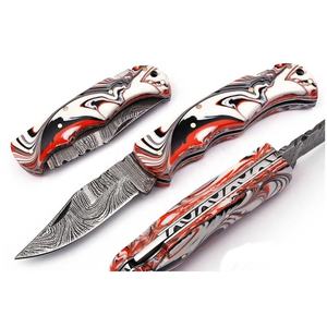 Couteau de poche pliant en acier Damas personnalisé manche en résine, nom et logo personnalisés, qualité supérieure pour la chasse, le camping, cadeau idéal - Product Image 1