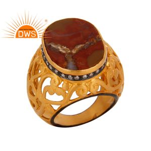 โมราสีแดงและสีขาวเพทายและแหวนพลอยผู้ผลิตเครื่องประดับแบบดั้งเดิมโบราณผู้ผลิตแหวนผู้หญิงออกแบบ - Product Image 1