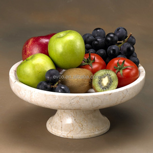 Natural Champagne Marble Fruit Bowl On Pedestal - Product Image 2