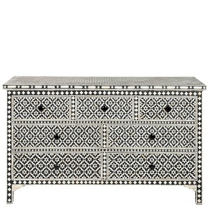 Modern Bone Inlay Cabinet With 7 Drawers For Living Room bone inlay cabinet