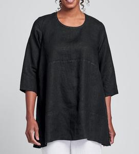 Robe Tunique Courte en Lin Col Rond Manches Longues Couleur Unie Coupe Ample Ourlet Asymétrique Respirante Broderie Formelle - Product Image 4