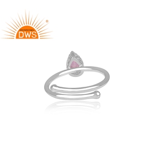 Anillo de plata de primera ley y topacio rosa para mujer, sortija, plata esterlina 925, piedra preciosa, piedra Natural, corte de pera - Product Image 4