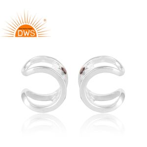 Espinela negra oscura, piedra preciosa, plata fina, vástago dividido, pendiente de oreja, joyería para mujer, regalo para su colección clásica - Product Image 1