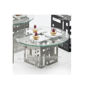 Superior Quality Stainless Steel And <b>Glass</b> Buffet Food Risers <b>Cake</b> Display <b>Stands</b> For Hotel And Restaurant Usage - Product Image 1