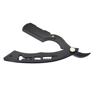 Support de rasoir pour hommes, 1 pièce, outils de barbier, pour crâne, pour cheveux, ancien couteau de rasage pliant noir, porte-rasoir lisse en acier inoxydable (sans lame) - Product Image 3