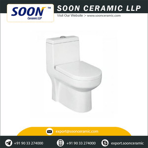 WC monobloc moderne à double chasse en céramique, fabriqué en Inde, pour villas et fournitures en gros - Product Image 3