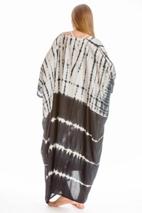 Vestido largo playero de algodón para mujer, caftán informal con escote en V, teñido anudado, 2022 - Product Image 3