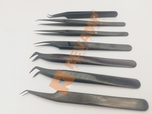 Pince à cils professionnelle de marque privée en vrac pour l'extension de cils en acier inoxydable antistatique longueur de 10mm personnalisée - Product Image 4