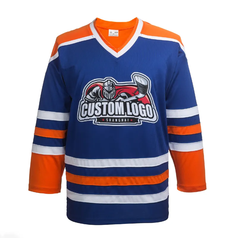 100% Polyester Embroidery Custom Name/Number Oilers Ice Hockey Jersey