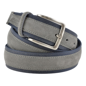 Sản Xuất Tại Ý Handmade Vải Màu Xám Và Màu Xanh Và Thắt Lưng Da Lộn 4Cm/1.58in Dành Cho Nam Giới Thời Trang Quần Áo 6 Cái Trong Một Hộp - Product Image 1