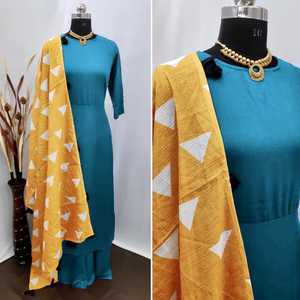 Nouveau dernier bureau porter kurti avec sharara imprimé travail indien les femmes portent readymade pas cher prix de gros surat apparelgarment - Product Image 2