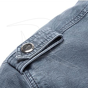 Veste en cuir véritable pour hommes, mode décontractée, col en fourrure, coupe-vent, respirant, coton, fermeture éclair, style confortable - Product Image 3