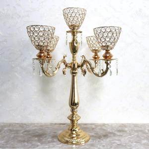Portavelas de cristal de aspecto Premium de la mejor calidad de diseño de lujo, 5 brazos de altura para candelabros, decoración de boda, pieza central de Mesa - Product Image 3