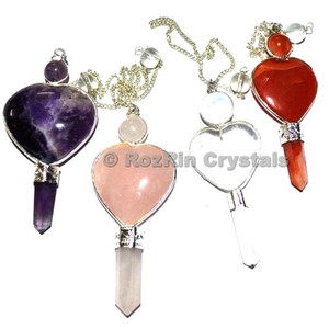 Tienda para la mezcla de corazón de piedras preciosas curación péndulos | Mezcla de corazón de piedras preciosas curación péndulos en línea - Product Image 1