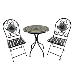 Set di Mobili da Giardino con Tavolo e Sedie Pieghevoli in Ferro con <span class=keywords><strong>Mosaico</strong></span> per Patio e Bistrot - Product Image 6