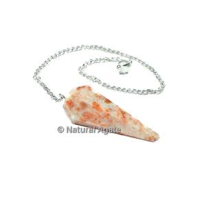 Sunstone 6เหลี่ยมเพชรพลอยกับลูกตุ้มเงิน | ลูกตุ้มพลอยสำหรับขาย - Product Image 1