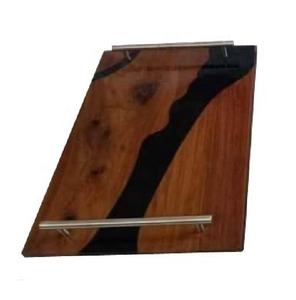 Plateau de service ou plateau alimentaire rectangulaire en bois de manguier avec résine époxy noire, vente directe d'usine, idéal pour les mariages et les fêtes à la maison - Product Image 1