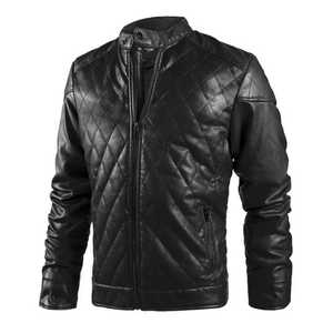 Blouson d'hiver en cuir Pu à col montant, blouson personnalisé pour homme, à la mode, vente en gros - Product Image 1
