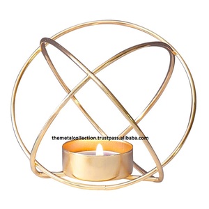 Stylish Candle Holder for Tableware Home Lightning Candle Stand Decoration Golden Plated geometric Shape Brass Candle Holder jar - Product Image 2