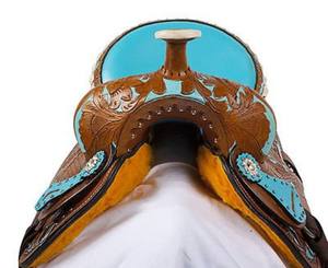 Ensemble de selle anglaise durable de qualité supérieure en cuir véritable Western Horse Tack pour baril Racing différentes tailles 14 '-18' plusieurs couleurs - Product Image 5