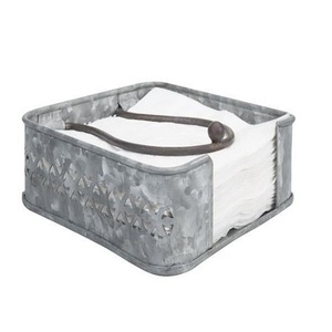 Porte-serviettes galvanisé au design classique avec poignée en bois, forme carrée, taille personnalisée, porte-mouchoirs à vendre - Product Image 6