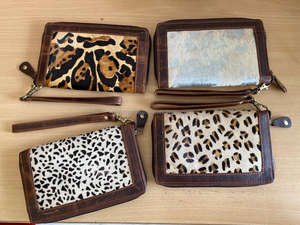 Wristlet Leather <b>Wallet</b> Cowhide Fur Leather Clutch Women Purse Hair on Leather Clutch - Product Image 6