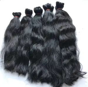 Extensão de cabelo natural virgem remy, extensão de cabelo humano em massa, cutícula jacaré, feixes vietnamitas à oferta, 100%
