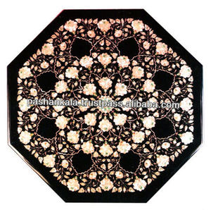 Plateaux de table basse en marbre noir avec incrustations de nacre magnifiques - Product Image 1