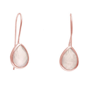 Casa de Plata fait à la main en argent sterling massif bijoux de mode fins véritable Quartz Rose pierres précieuses crochet boucles d'oreilles or oreille mariages - Product Image 2