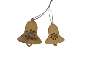 WOOD BELL WITH SNOWFLAKE DESIGN HANGING ORNAMENT HIGH QUALITY CHRISTMAS <b>TREE</b> DECORATION SNOWFLAKE - Product Image 1