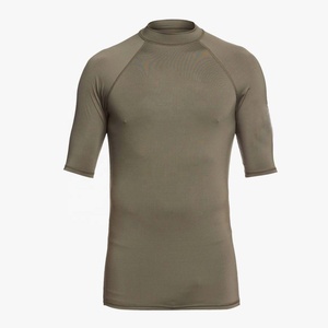 Men Compression <b>Tops</b> High Collar Breath Able UV Running Shirts Long-Sleeved <b>Net</b> Stitching Design Moisture-Wicking Spandex/Cotton - Product Image 1