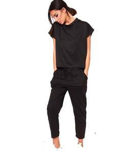 Chándal de terciopelo con logotipo personalizado para mujer, conjunto de dos piezas unisex, chándal de carga de media manga lisa - Product Image 4