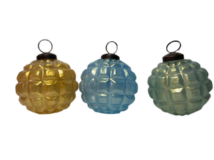 Ornements décoratifs d'exportateur de boules de Noël en verre fini doré bleu pour la décoration d'arbre de jardins Boules de Noël haut de gamme - Product Image 2