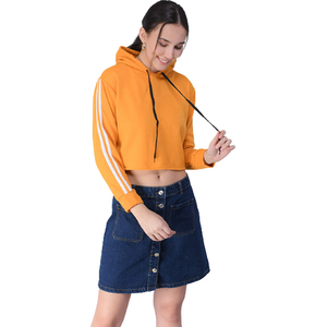 Top corto de lana de punto con capucha y estampado personalizado de alta calidad para mujer - Product Image 2