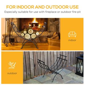 Handmade Wood Storage Rack in Metal with Black Powder Coated Finished Perfect <b>for</b> Indoor and Outdoor <b>Log</b> Holder Use - Product Image 4