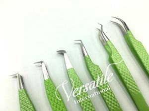 กลิตเตอร์สีเขียวเคลือบสแตนเลสญี่ปุ่นมืออาชีพ90องศาต่อขนตาแหนบที่มีโลโก้ที่กำหนดเอง - Product Image 2