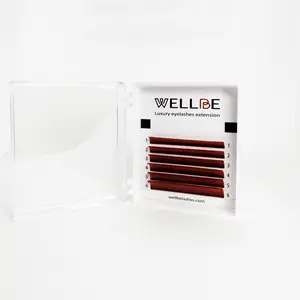 Red-Brown/Wine Color lashes from premium natural silk/Mink Korean PBT fiber OEM Eyelash Extension manufacture Individual