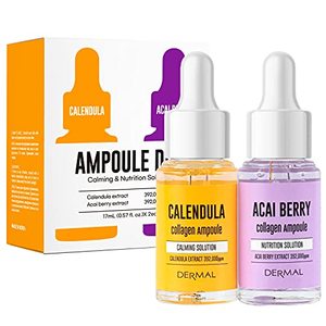 Dermal เซรั่มบำรุงผิวหน้าจากเกาหลี,เซรั่มบำรุงผิวหน้าแบบ Calendula และ Acai Berry ขนาด17มล. * 2/เคสสำหรับผิวช่วยผ่อนคลายและเพิ่มความชุ่มชื้น